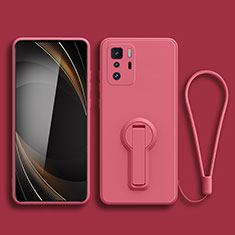Silikon Hülle Handyhülle Ultra Dünn Schutzhülle Tasche Flexible mit Ständer für Xiaomi Redmi Note 10 Pro 5G Pink