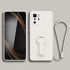 Silikon Hülle Handyhülle Ultra Dünn Schutzhülle Tasche Flexible mit Ständer für Xiaomi Redmi Note 10 Pro 5G Weiß