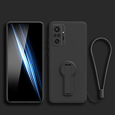 Silikon Hülle Handyhülle Ultra Dünn Schutzhülle Tasche Flexible mit Ständer für Xiaomi Redmi Note 10S 4G Schwarz