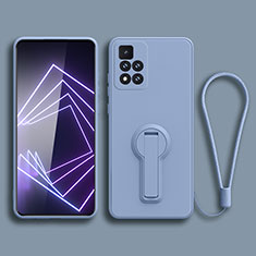 Silikon Hülle Handyhülle Ultra Dünn Schutzhülle Tasche Flexible mit Ständer für Xiaomi Redmi Note 11 Pro+ Plus 5G Lavendel Grau