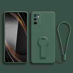 Silikon Hülle Handyhülle Ultra Dünn Schutzhülle Tasche Flexible mit Ständer für Xiaomi Redmi Note 11 SE 5G Nachtgrün