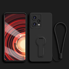 Silikon Hülle Handyhülle Ultra Dünn Schutzhülle Tasche Flexible mit Ständer für Xiaomi Redmi Note 12 Pro+ Plus 5G Schwarz