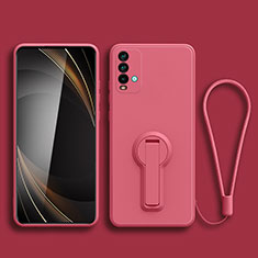 Silikon Hülle Handyhülle Ultra Dünn Schutzhülle Tasche Flexible mit Ständer für Xiaomi Redmi Note 9 4G Pink