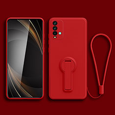 Silikon Hülle Handyhülle Ultra Dünn Schutzhülle Tasche Flexible mit Ständer für Xiaomi Redmi Note 9 4G Rot