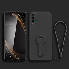 Silikon Hülle Handyhülle Ultra Dünn Schutzhülle Tasche Flexible mit Ständer für Xiaomi Redmi Note 9 4G Schwarz