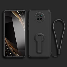 Silikon Hülle Handyhülle Ultra Dünn Schutzhülle Tasche Flexible mit Ständer für Xiaomi Redmi Note 9T 5G Schwarz