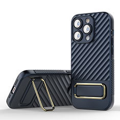 Silikon Hülle Handyhülle Ultra Dünn Schutzhülle Tasche Flexible mit Ständer KC1 für Apple iPhone 13 Pro Blau