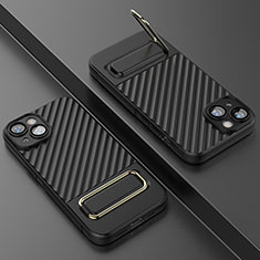 Silikon Hülle Handyhülle Ultra Dünn Schutzhülle Tasche Flexible mit Ständer KC1 für Apple iPhone 13 Schwarz