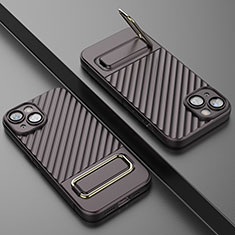 Silikon Hülle Handyhülle Ultra Dünn Schutzhülle Tasche Flexible mit Ständer KC1 für Apple iPhone 14 Plus Braun