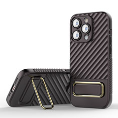 Silikon Hülle Handyhülle Ultra Dünn Schutzhülle Tasche Flexible mit Ständer KC1 für Apple iPhone 14 Pro Braun