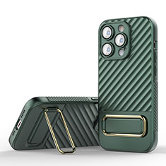Silikon Hülle Handyhülle Ultra Dünn Schutzhülle Tasche Flexible mit Ständer KC1 für Apple iPhone 14 Pro Grün