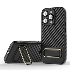 Silikon Hülle Handyhülle Ultra Dünn Schutzhülle Tasche Flexible mit Ständer KC1 für Apple iPhone 14 Pro Schwarz