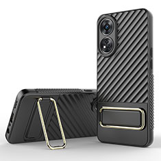 Silikon Hülle Handyhülle Ultra Dünn Schutzhülle Tasche Flexible mit Ständer KC1 für Oppo Reno8 T 4G Schwarz