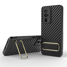 Silikon Hülle Handyhülle Ultra Dünn Schutzhülle Tasche Flexible mit Ständer KC1 für Xiaomi Poco F5 Pro 5G Schwarz