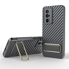 Silikon Hülle Handyhülle Ultra Dünn Schutzhülle Tasche Flexible mit Ständer KC1 für Xiaomi Redmi K60 Pro 5G Grau