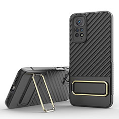 Silikon Hülle Handyhülle Ultra Dünn Schutzhülle Tasche Flexible mit Ständer KC1 für Xiaomi Redmi Note 11 4G (2022) Schwarz