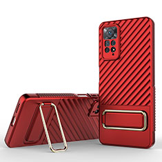 Silikon Hülle Handyhülle Ultra Dünn Schutzhülle Tasche Flexible mit Ständer KC1 für Xiaomi Redmi Note 11 Pro 4G Rot