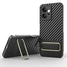 Silikon Hülle Handyhülle Ultra Dünn Schutzhülle Tasche Flexible mit Ständer KC1 für Xiaomi Redmi Note 12 4G Schwarz