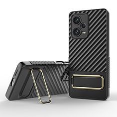 Silikon Hülle Handyhülle Ultra Dünn Schutzhülle Tasche Flexible mit Ständer KC1 für Xiaomi Redmi Note 12 Explorer Schwarz