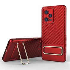 Silikon Hülle Handyhülle Ultra Dünn Schutzhülle Tasche Flexible mit Ständer KC1 für Xiaomi Redmi Note 12 Pro 5G Rot