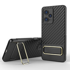 Silikon Hülle Handyhülle Ultra Dünn Schutzhülle Tasche Flexible mit Ständer KC1 für Xiaomi Redmi Note 12 Pro 5G Schwarz