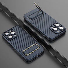 Silikon Hülle Handyhülle Ultra Dünn Schutzhülle Tasche Flexible mit Ständer KC2 für Apple iPhone 15 Pro Max Blau