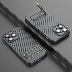 Silikon Hülle Handyhülle Ultra Dünn Schutzhülle Tasche Flexible mit Ständer KC2 für Apple iPhone 15 Pro Max Grau
