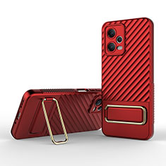 Silikon Hülle Handyhülle Ultra Dünn Schutzhülle Tasche Flexible mit Ständer KC2 für Xiaomi Redmi Note 12 5G Rot