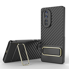 Silikon Hülle Handyhülle Ultra Dünn Schutzhülle Tasche Flexible mit Ständer KC3 für Huawei Honor 80 5G Schwarz