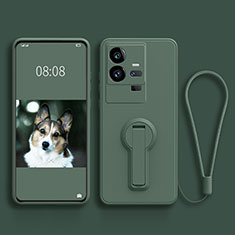Silikon Hülle Handyhülle Ultra Dünn Schutzhülle Tasche Flexible mit Ständer S01 für Vivo iQOO 11 Pro 5G Nachtgrün