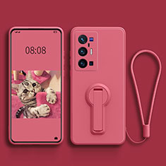 Silikon Hülle Handyhülle Ultra Dünn Schutzhülle Tasche Flexible mit Ständer S01 für Vivo X70 Pro+ Plus 5G Pink