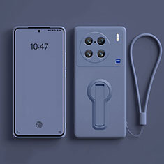 Silikon Hülle Handyhülle Ultra Dünn Schutzhülle Tasche Flexible mit Ständer S01 für Vivo X90 5G Lavendel Grau