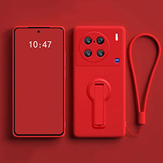 Silikon Hülle Handyhülle Ultra Dünn Schutzhülle Tasche Flexible mit Ständer S01 für Vivo X90 Pro 5G Rot