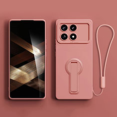 Silikon Hülle Handyhülle Ultra Dünn Schutzhülle Tasche Flexible mit Ständer S01 für Xiaomi Redmi K70 5G Rosa