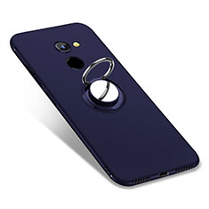 Silikon Hülle Handyhülle Ultra Dünn Schutzhülle Tasche Silikon mit Fingerring Ständer für Huawei Enjoy 7 Plus Blau