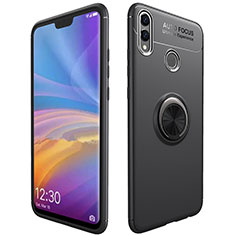 Silikon Hülle Handyhülle Ultra Dünn Schutzhülle Tasche Silikon mit Magnetisch Fingerring Ständer A01 für Huawei Honor 8X Schwarz