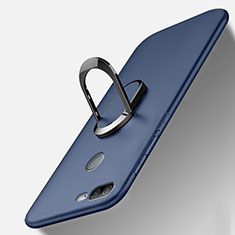 Silikon Hülle Handyhülle Ultra Dünn Schutzhülle Tasche Silikon mit Magnetisch Fingerring Ständer A01 für Huawei Honor 9 Lite Blau