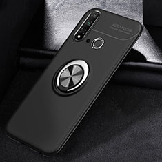 Silikon Hülle Handyhülle Ultra Dünn Schutzhülle Tasche Silikon mit Magnetisch Fingerring Ständer A01 für Huawei P20 Lite (2019) Schwarz
