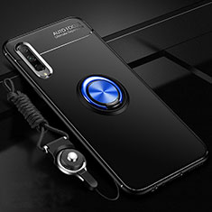 Silikon Hülle Handyhülle Ultra Dünn Schutzhülle Tasche Silikon mit Magnetisch Fingerring Ständer A01 für Huawei Y9s Blau und Schwarz