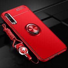 Silikon Hülle Handyhülle Ultra Dünn Schutzhülle Tasche Silikon mit Magnetisch Fingerring Ständer A01 für Huawei Y9s Rot