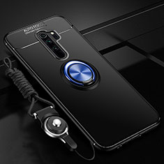 Silikon Hülle Handyhülle Ultra Dünn Schutzhülle Tasche Silikon mit Magnetisch Fingerring Ständer A01 für Oppo A11 Blau und Schwarz
