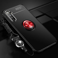 Silikon Hülle Handyhülle Ultra Dünn Schutzhülle Tasche Silikon mit Magnetisch Fingerring Ständer A01 für Oppo K5 Rot und Schwarz
