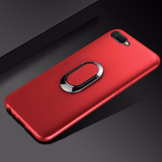 Silikon Hülle Handyhülle Ultra Dünn Schutzhülle Tasche Silikon mit Magnetisch Fingerring Ständer A01 für Oppo R17 Neo Rot