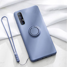 Silikon Hülle Handyhülle Ultra Dünn Schutzhülle Tasche Silikon mit Magnetisch Fingerring Ständer A01 für Oppo Reno3 Pro Grau