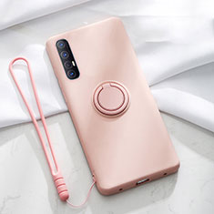 Silikon Hülle Handyhülle Ultra Dünn Schutzhülle Tasche Silikon mit Magnetisch Fingerring Ständer A01 für Oppo Reno3 Pro Rosa