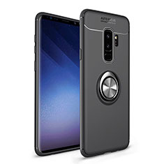 Silikon Hülle Handyhülle Ultra Dünn Schutzhülle Tasche Silikon mit Magnetisch Fingerring Ständer A01 für Samsung Galaxy S9 Plus Schwarz