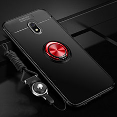 Silikon Hülle Handyhülle Ultra Dünn Schutzhülle Tasche Silikon mit Magnetisch Fingerring Ständer A01 für Xiaomi Redmi 8A Rot und Schwarz