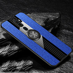 Silikon Hülle Handyhülle Ultra Dünn Schutzhülle Tasche Silikon mit Magnetisch Fingerring Ständer A02 für Oppo A11 Blau