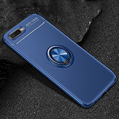 Silikon Hülle Handyhülle Ultra Dünn Schutzhülle Tasche Silikon mit Magnetisch Fingerring Ständer A02 für Oppo K1 Blau