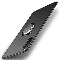 Silikon Hülle Handyhülle Ultra Dünn Schutzhülle Tasche Silikon mit Magnetisch Fingerring Ständer A02 für Oppo K5 Schwarz